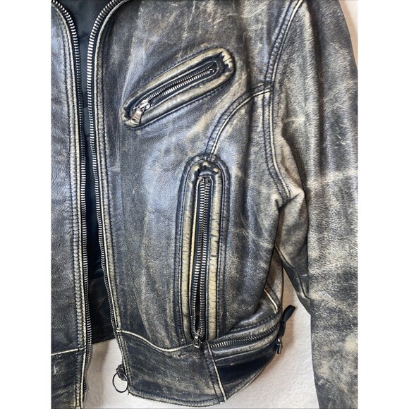 Calugi E Giannelli Leather Jacket Italy Biker Grunge Distressed 50 Pilot Rare - Picture 2 of 16